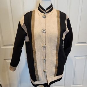 Venus imports duck canvas hemp cotton  blend jacket black cream Unisex Oversized